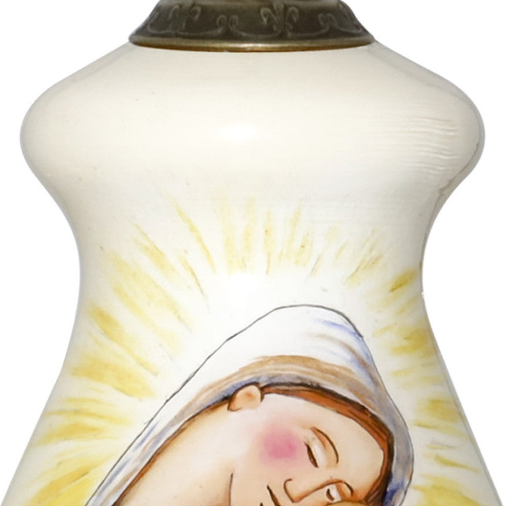 HomeRoots Mother Mary with Baby Hand Painted Mouth Blown Glass Ornament