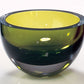 HomeRoots Mouth Blown Polish Crystal Thick Walled Bowl in Moss Green Finish