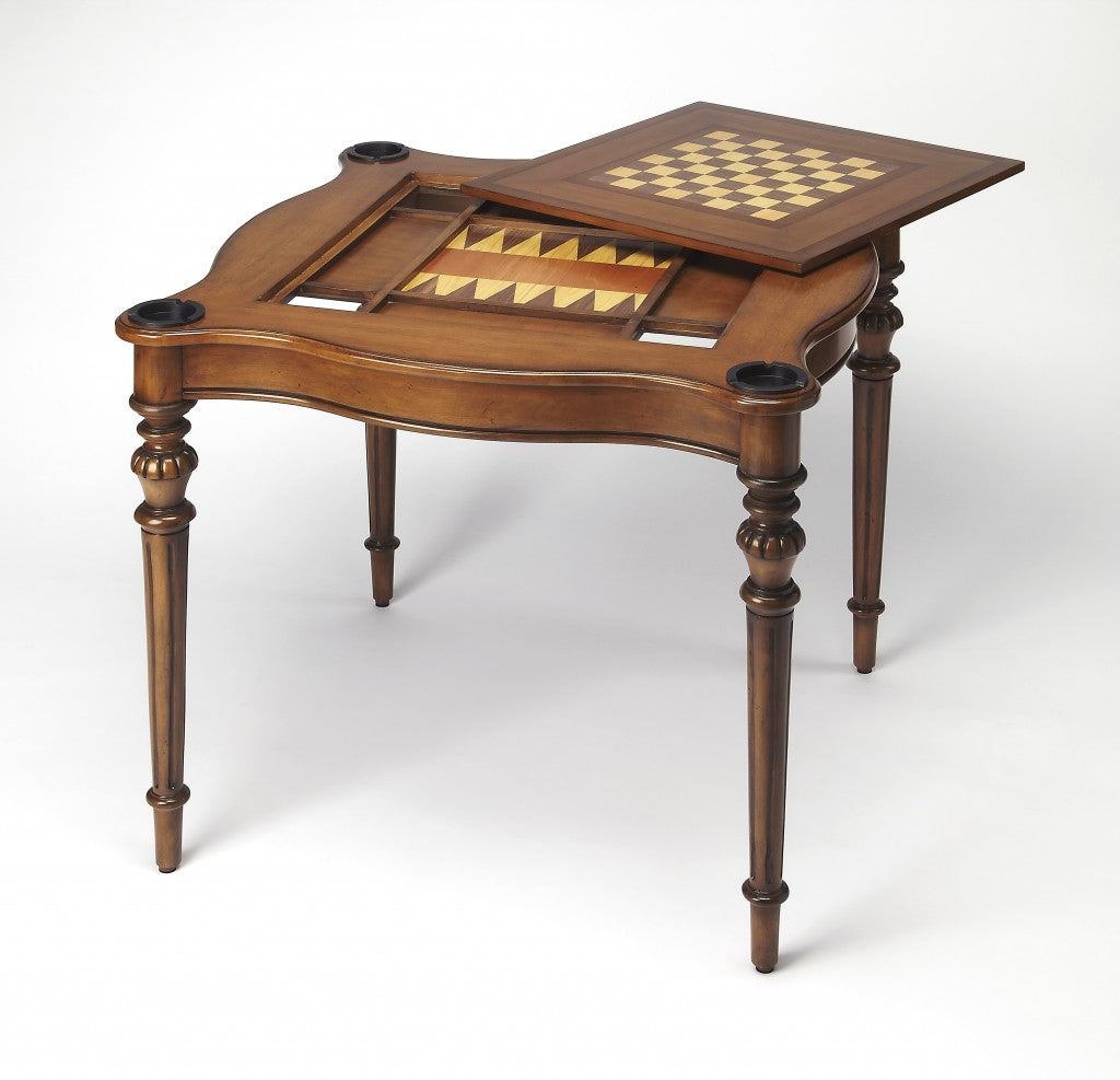 HomeRoots Multi Game Table With Antique Cherry Finish