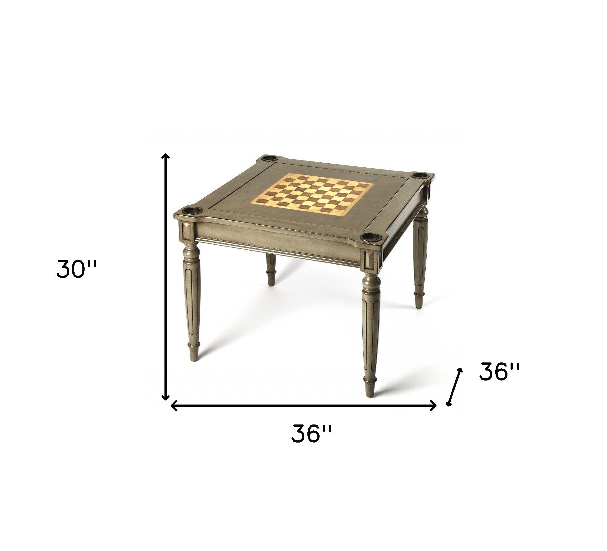 HomeRoots Multi Game Table in Silver Satin Finish