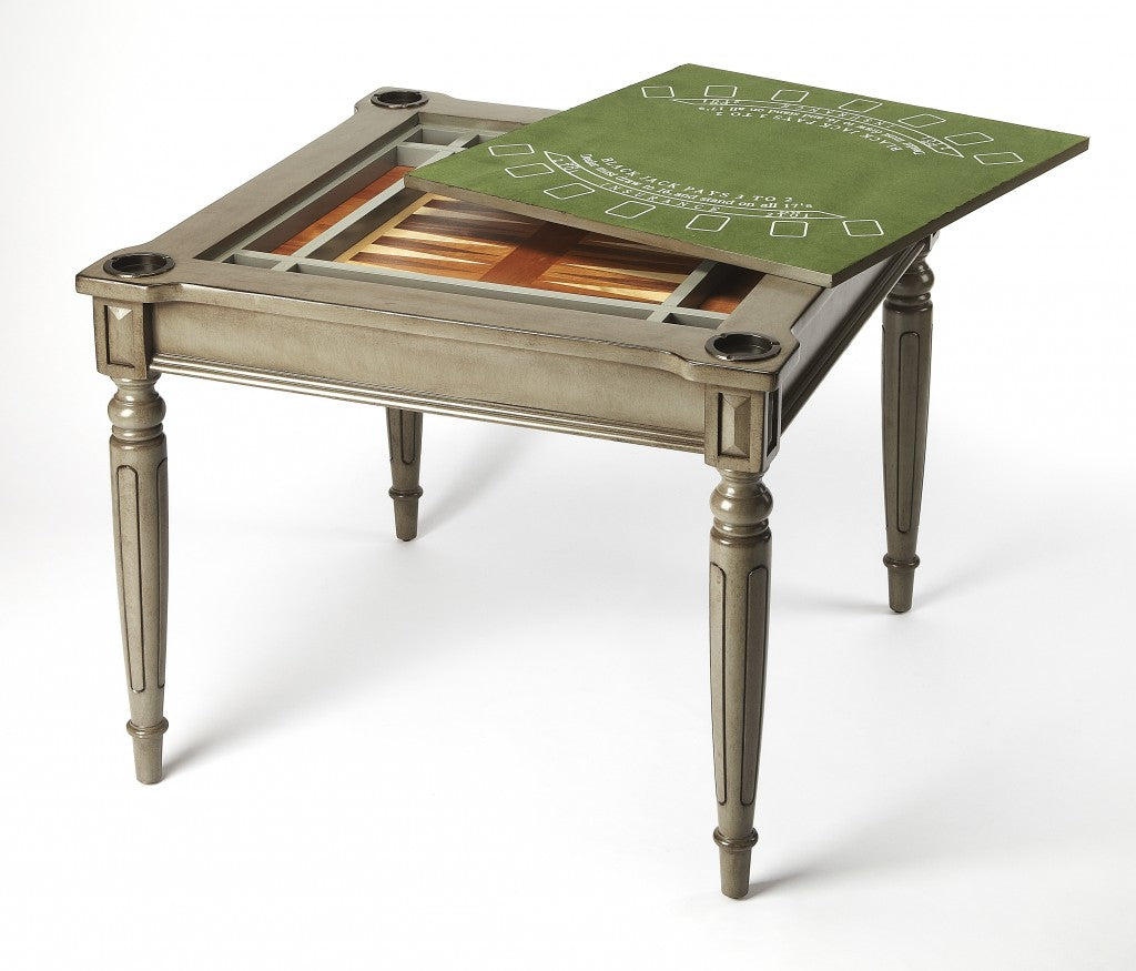 HomeRoots Multi Game Table in Silver Satin Finish