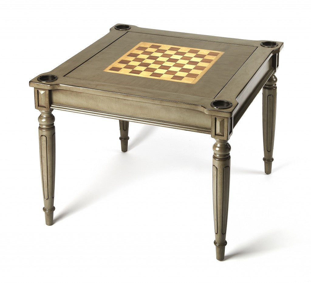 HomeRoots Multi Game Table in Silver Satin Finish