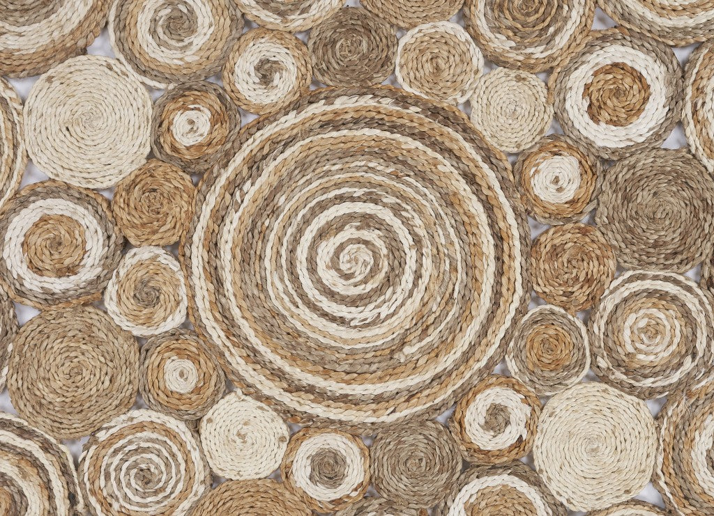 HomeRoots Multi-toned Intricate Circle Natural Jute Area Rug