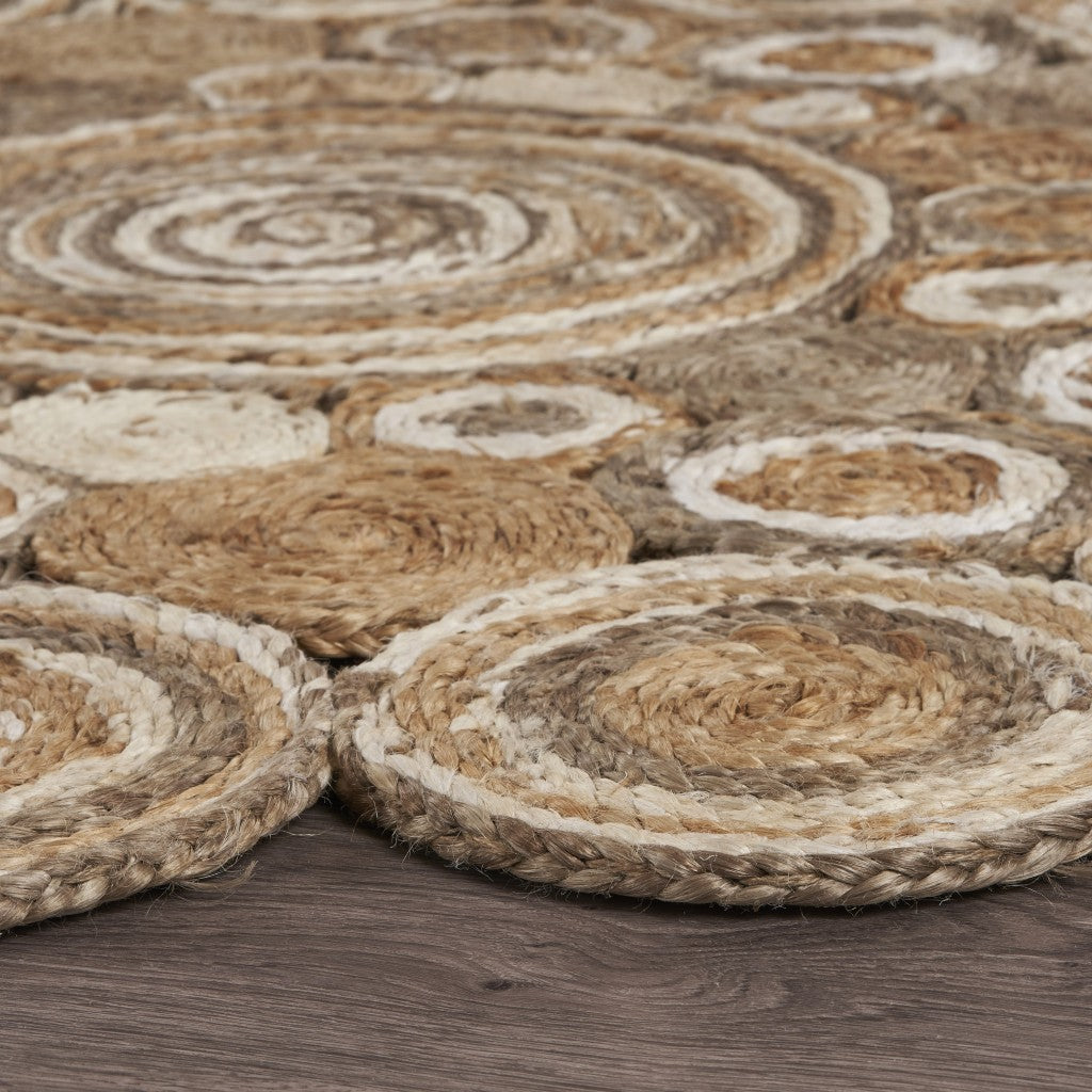 HomeRoots Multi-toned Intricate Circle Natural Jute Area Rug