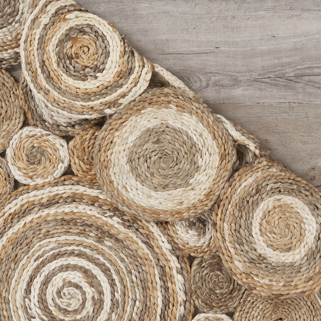 HomeRoots Multi-toned Intricate Circle Natural Jute Area Rug