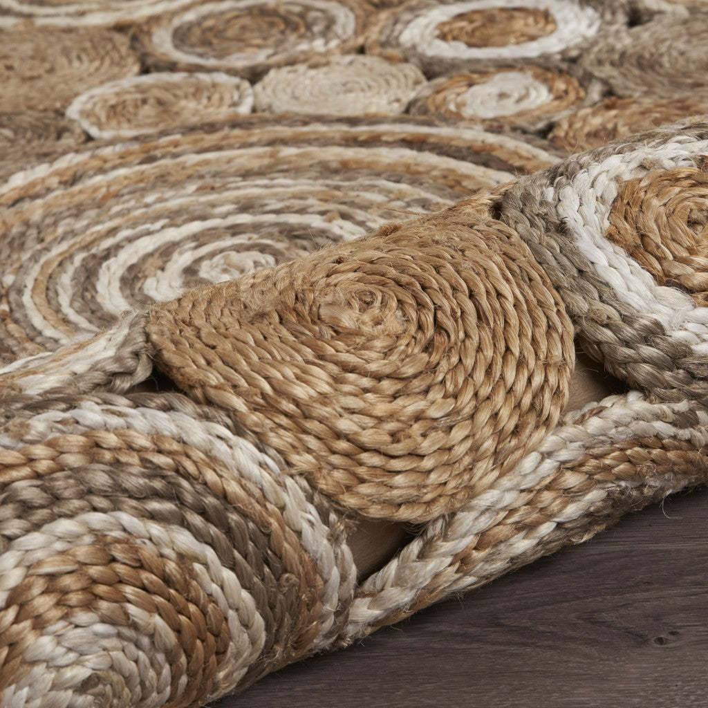 HomeRoots Multi-toned Intricate Circle Natural Jute Area Rug