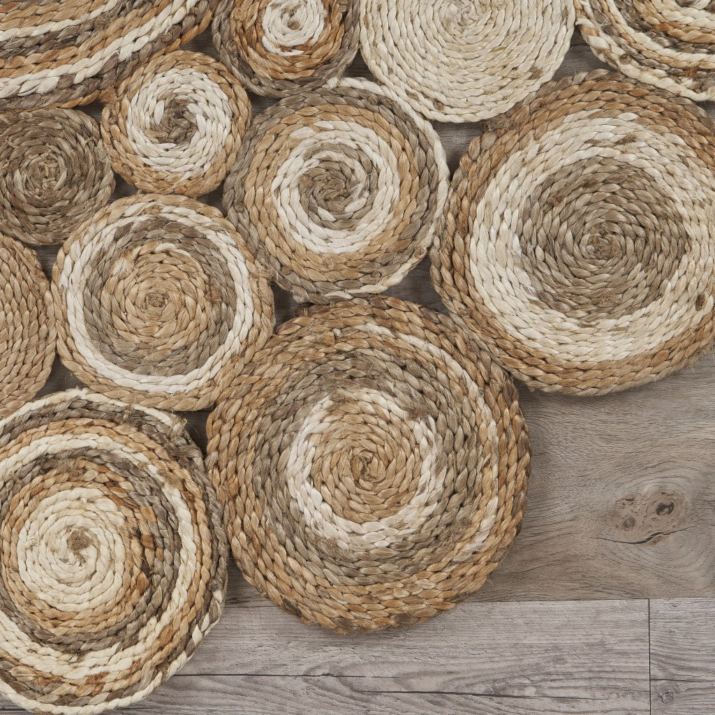 HomeRoots Multi-toned Intricate Circle Natural Jute Area Rug