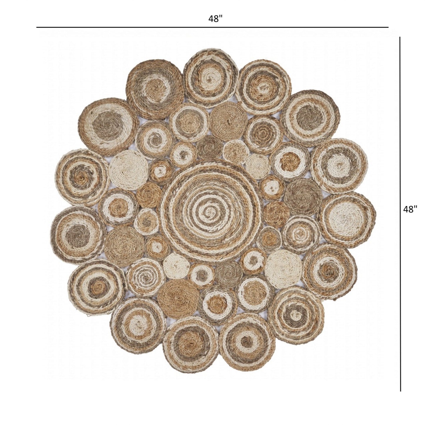 HomeRoots Multi-toned Intricate Circle Natural Jute Area Rug