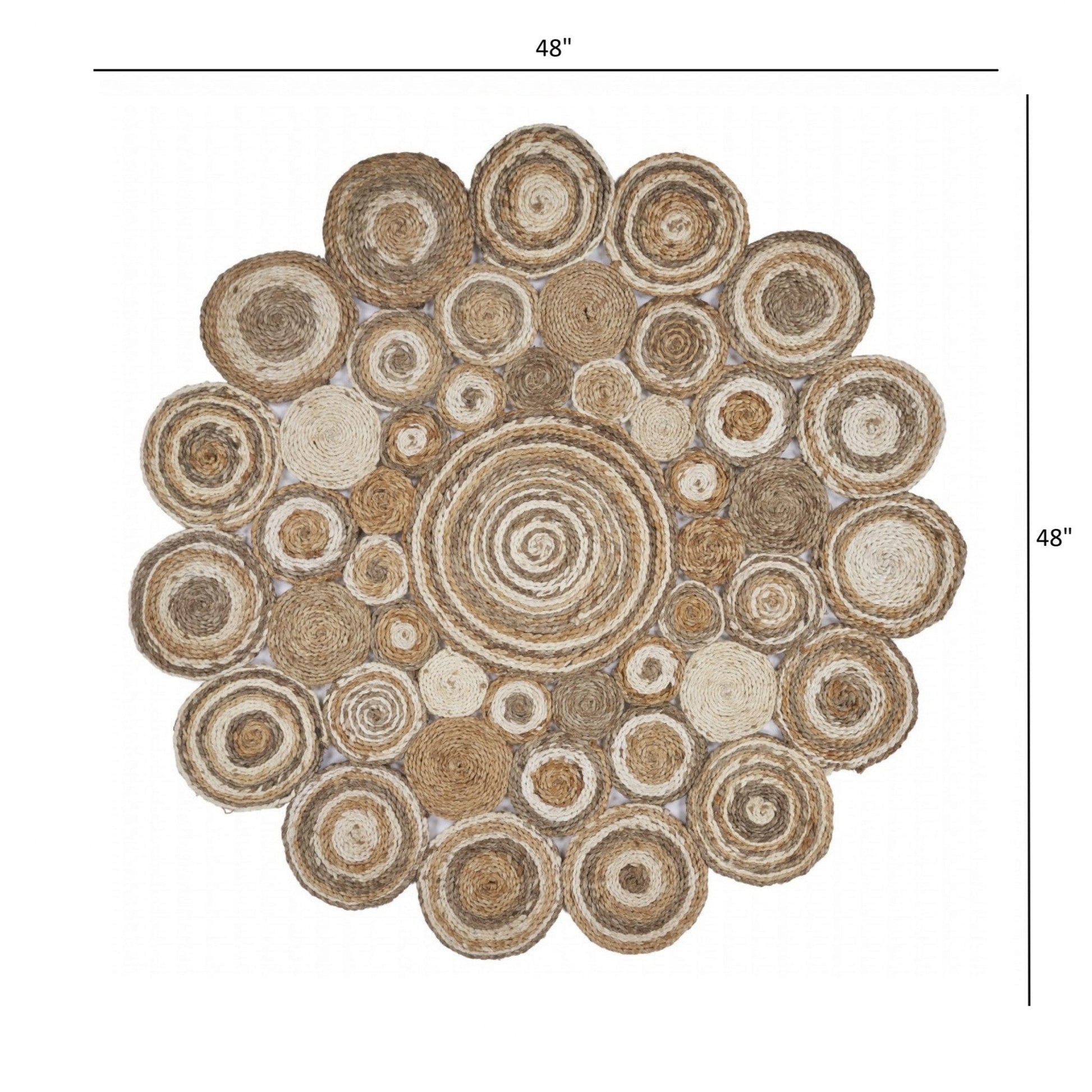 HomeRoots Multi-toned Intricate Circle Natural Jute Area Rug