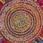 HomeRoots Multicolored Chindi and Natural Jute Fringed Round Rug