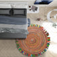 HomeRoots Multicolored Chindi and Natural Jute Fringed Round Rug