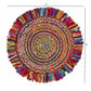 HomeRoots Multicolored Chindi and Natural Jute Fringed Round Rug
