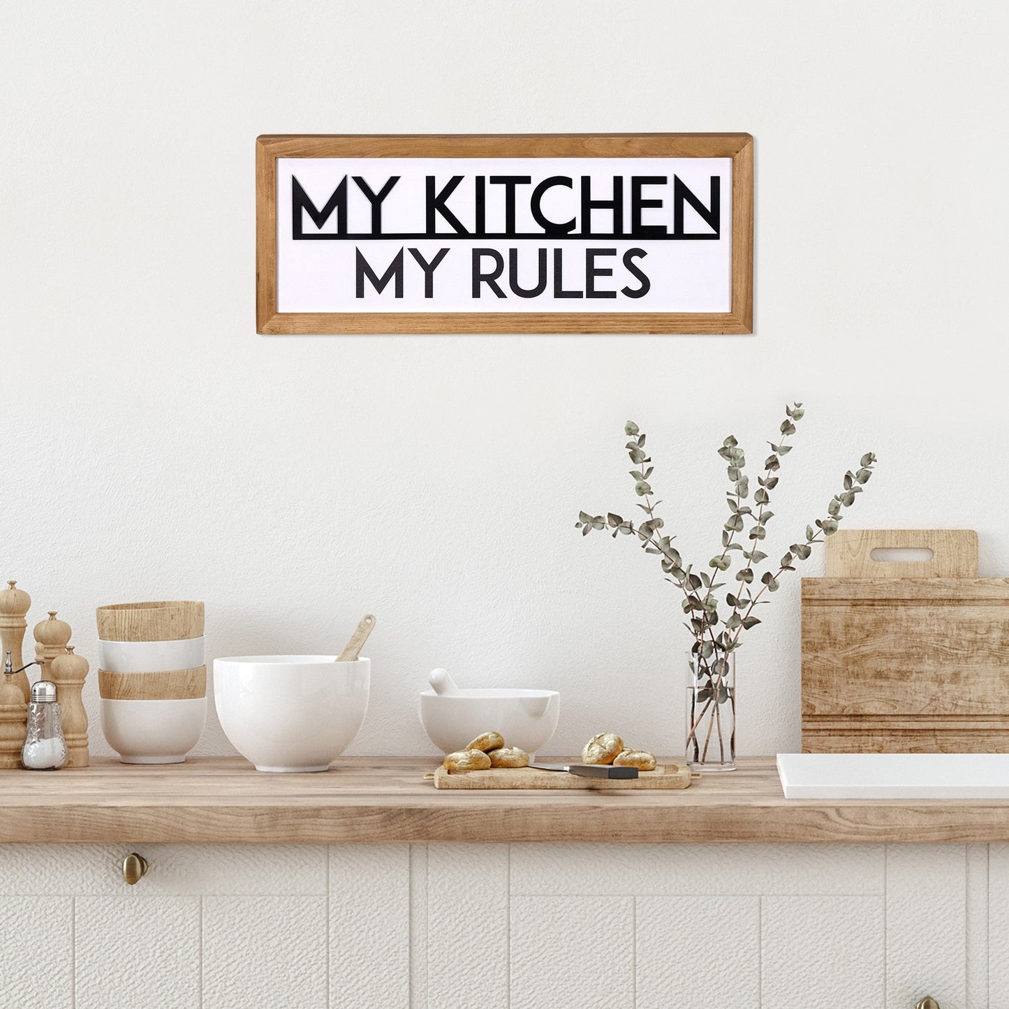 HomeRoots My Kitchen My Rules Metal and Wood Wall Art