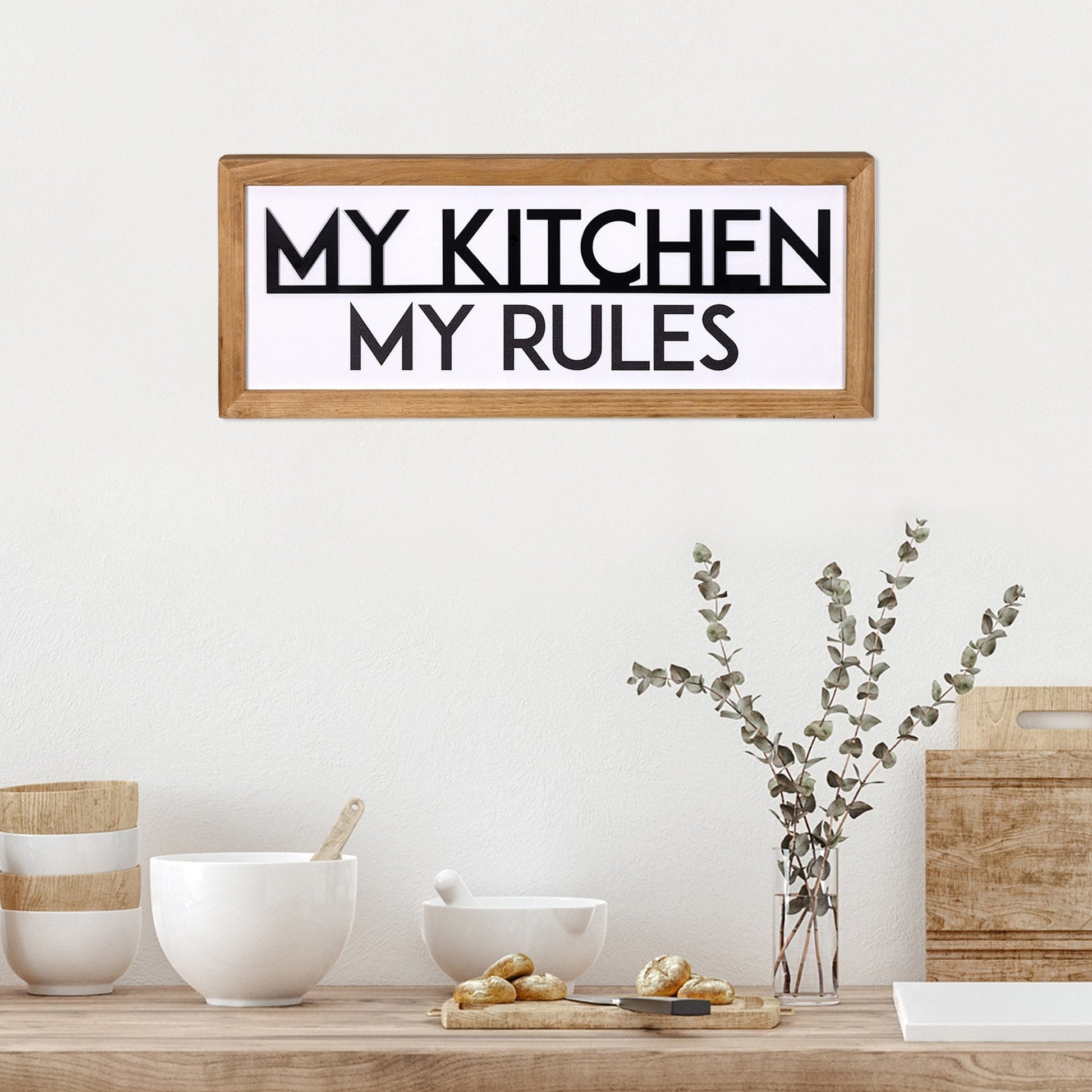 HomeRoots My Kitchen My Rules Metal and Wood Wall Art