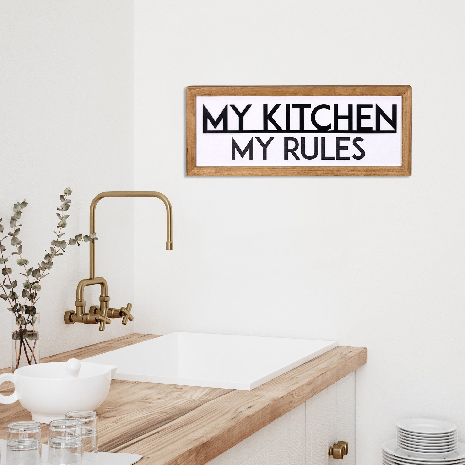 HomeRoots My Kitchen My Rules Metal and Wood Wall Art