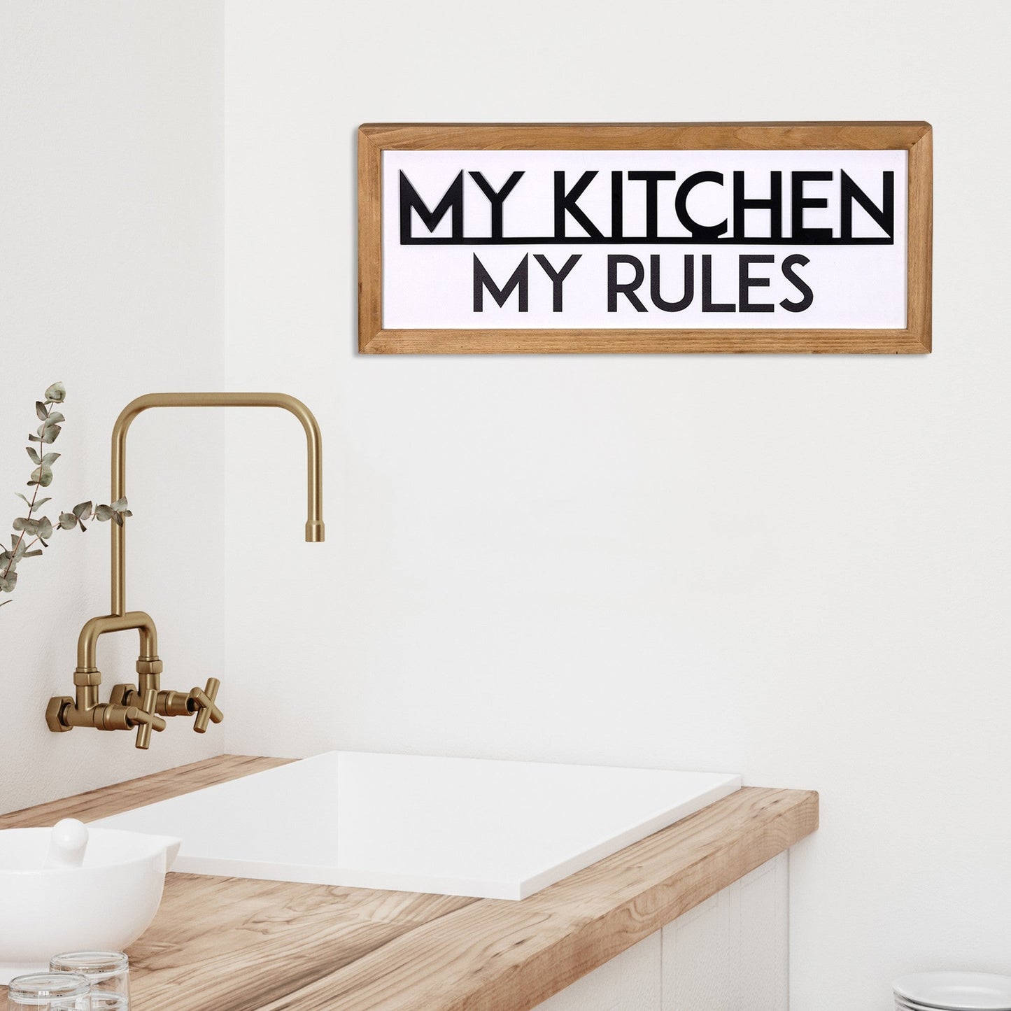 HomeRoots My Kitchen My Rules Metal and Wood Wall Art