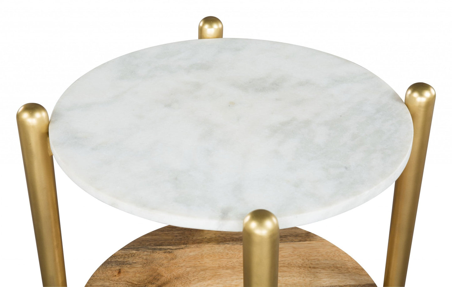 HomeRoots Narrow White and Gold Marble Top Table