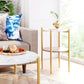 HomeRoots Narrow White and Gold Marble Top Table