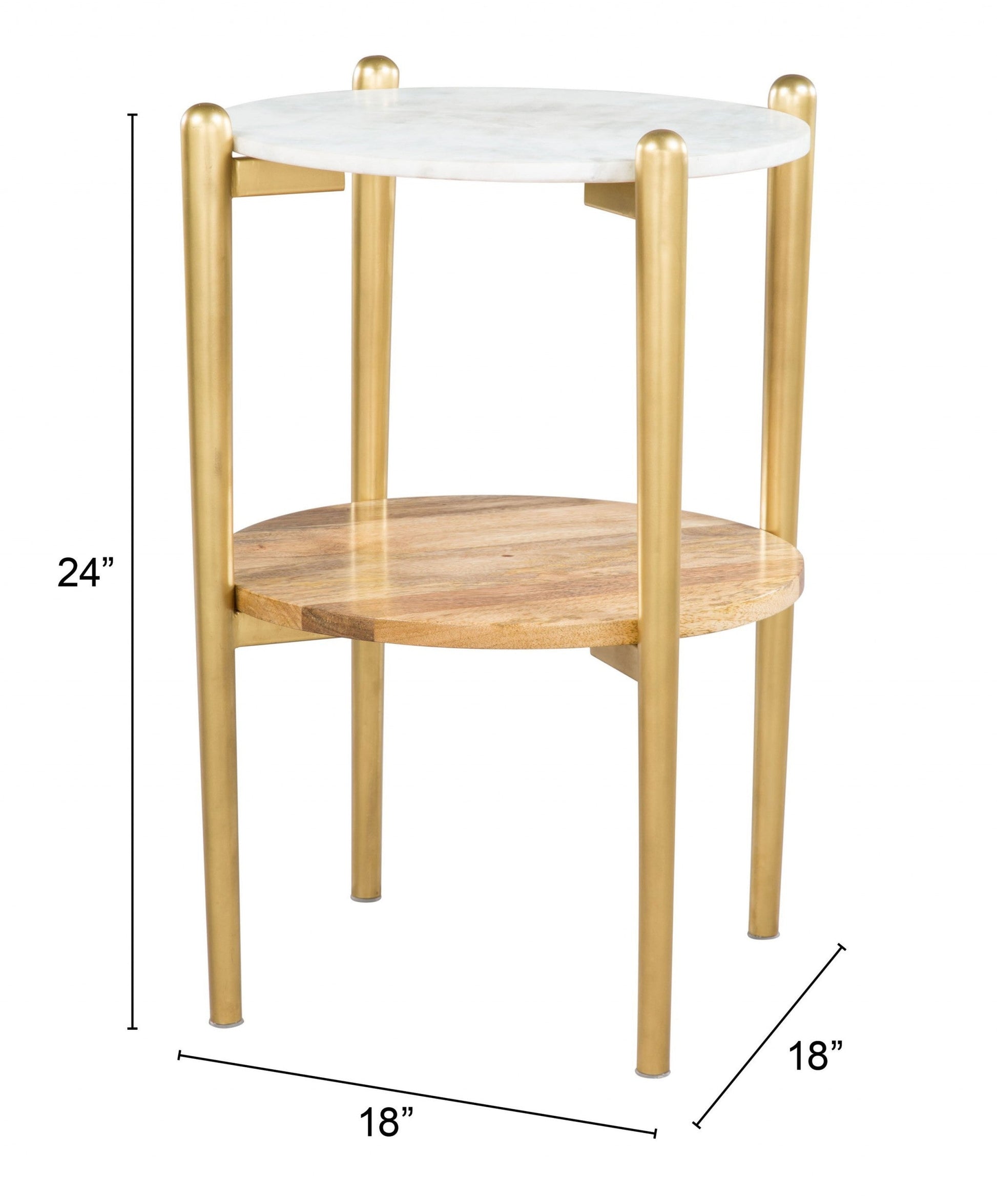 HomeRoots Narrow White and Gold Marble Top Table