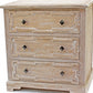 HomeRoots Natural 3-Drawer Rustic White-Washed Wood Cabinet