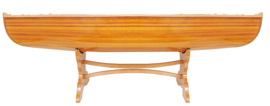 HomeRoots Natural Solid Wood And Glass Canoe Coffee Table