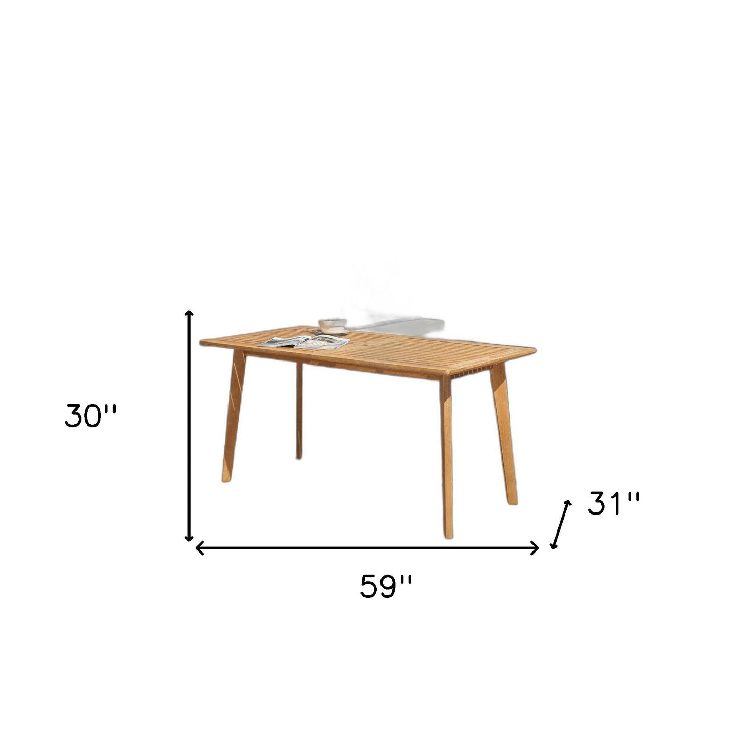 HomeRoots Natural Wood Dining Table With Slatted Top