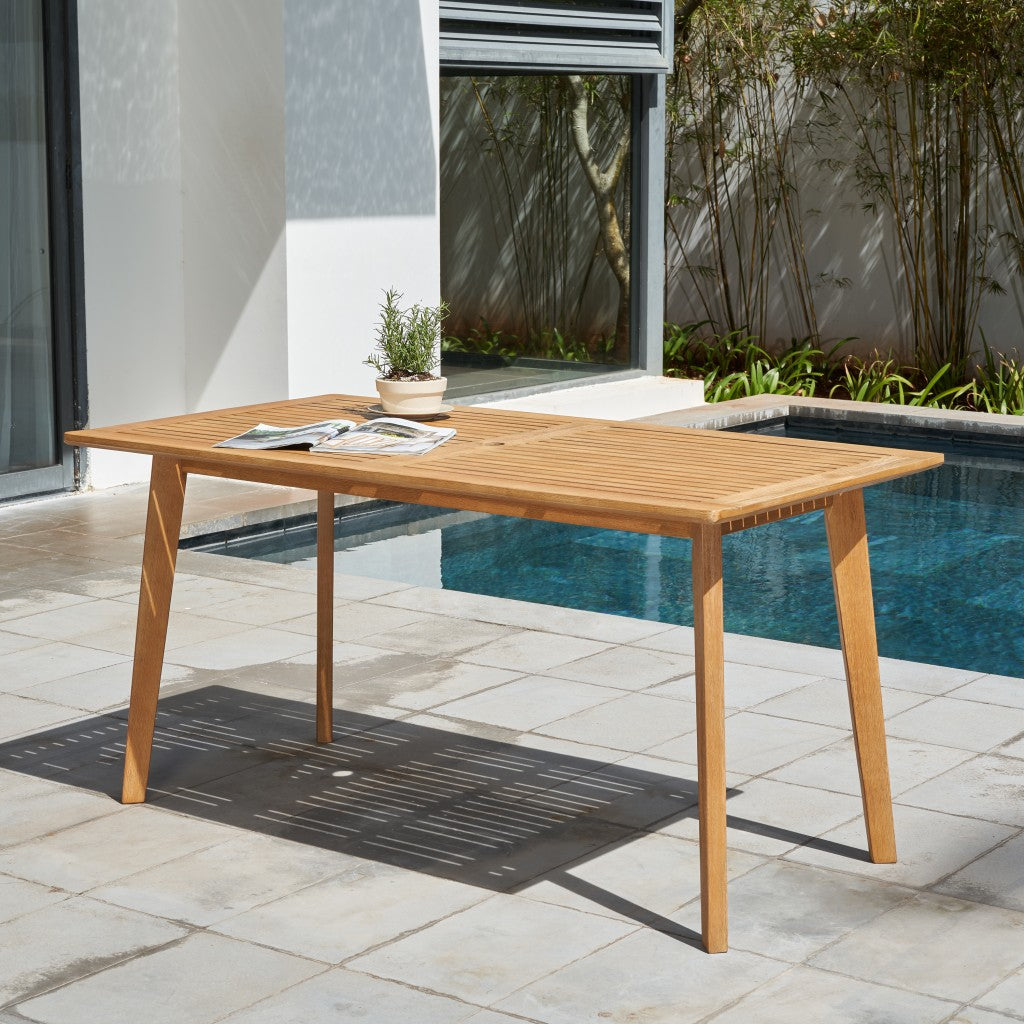 HomeRoots Natural Wood Dining Table With Slatted Top