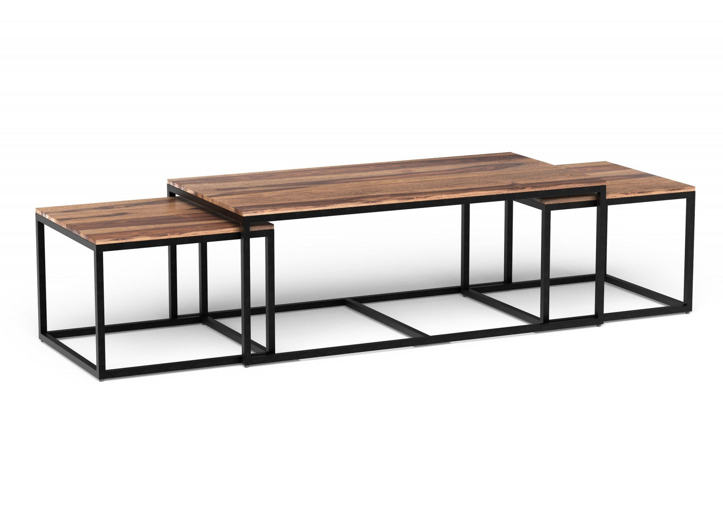 HomeRoots Natural Wood Nesting Coffee And End Tables in Set of 3