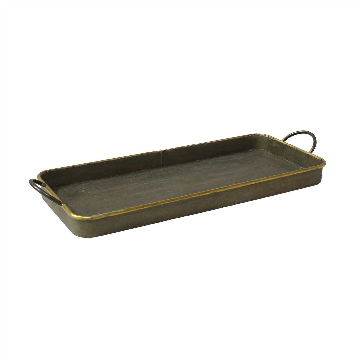 HomeRoots Nesting Galvanized Metal And Gold Serving Trays in Set of 3
