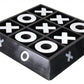 HomeRoots Nickel and Dark Wood Tic Tac Toe Game Sculpture