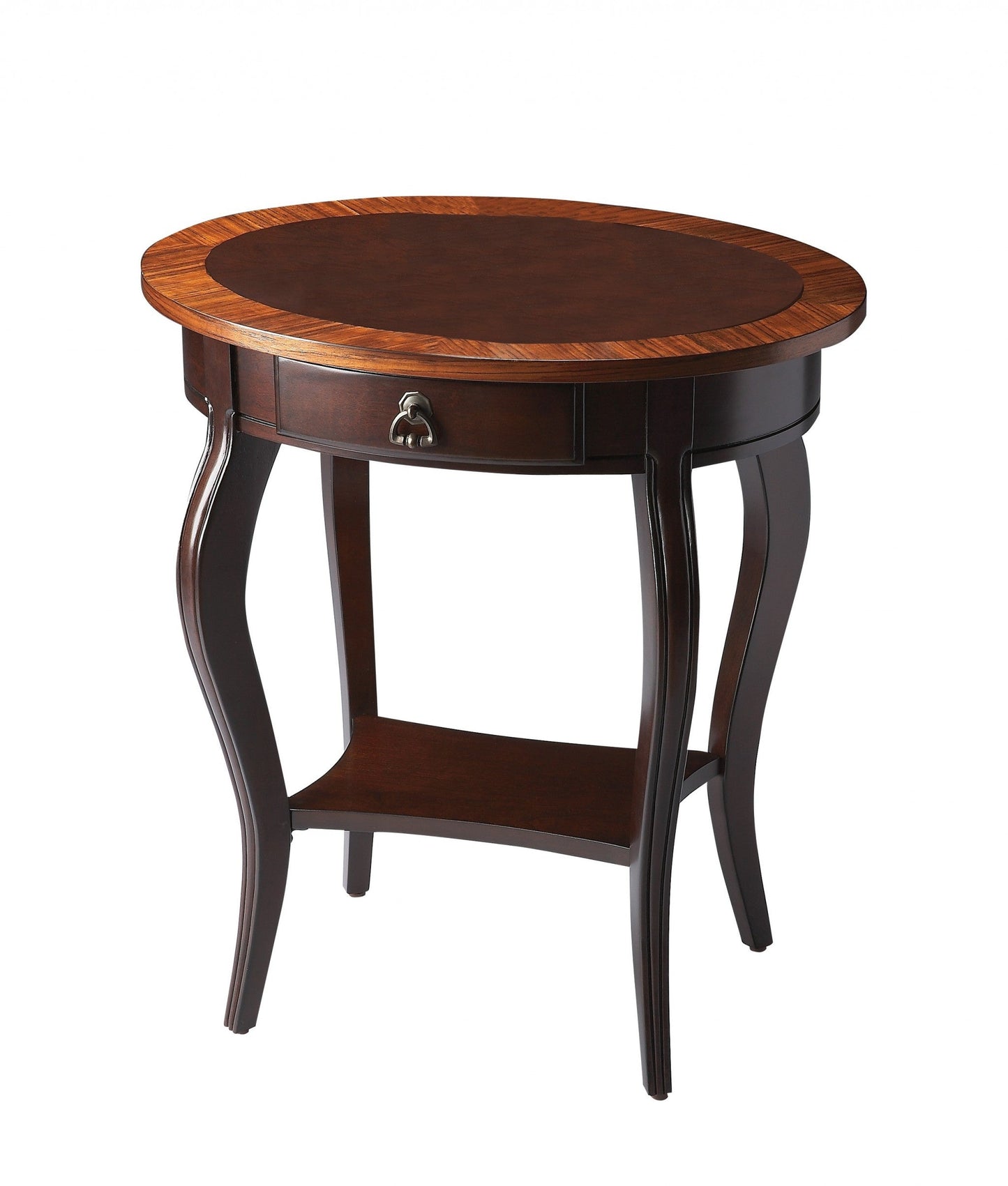 HomeRoots Nouveau Oval Accent Table in Cherry Finish