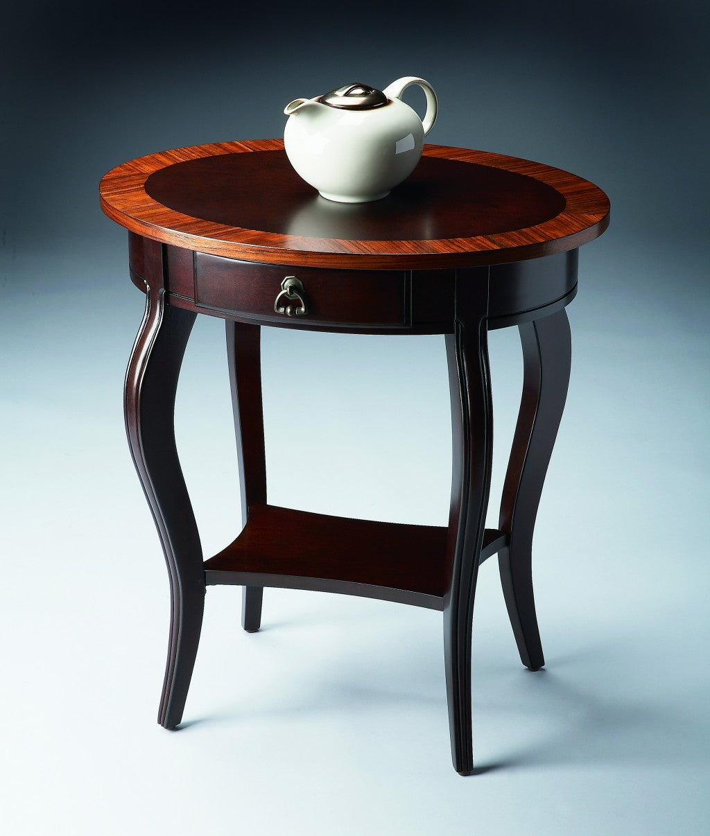 HomeRoots Nouveau Oval Accent Table in Cherry Finish