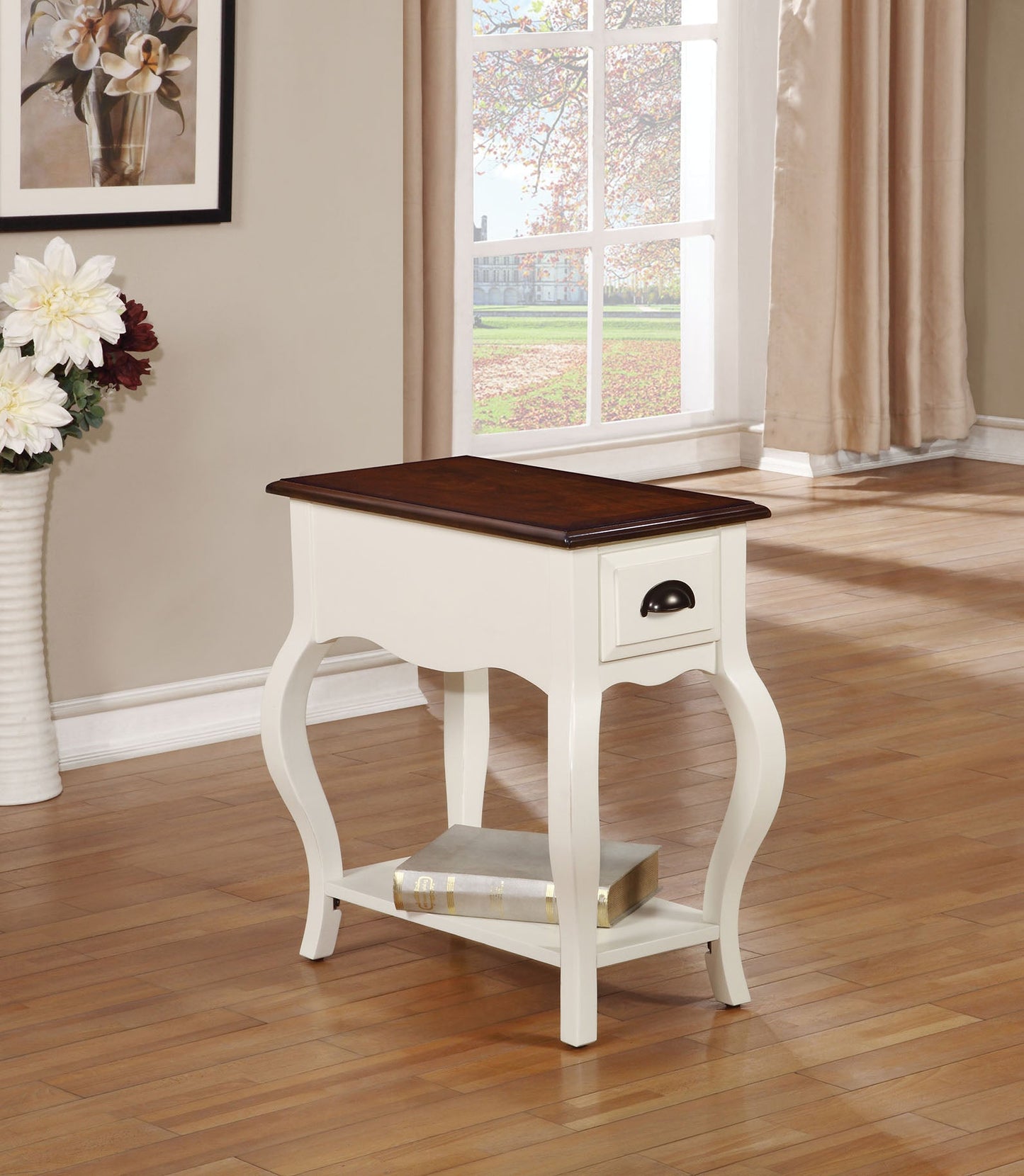 HomeRoots Occasional Table Antique White Dark Oak