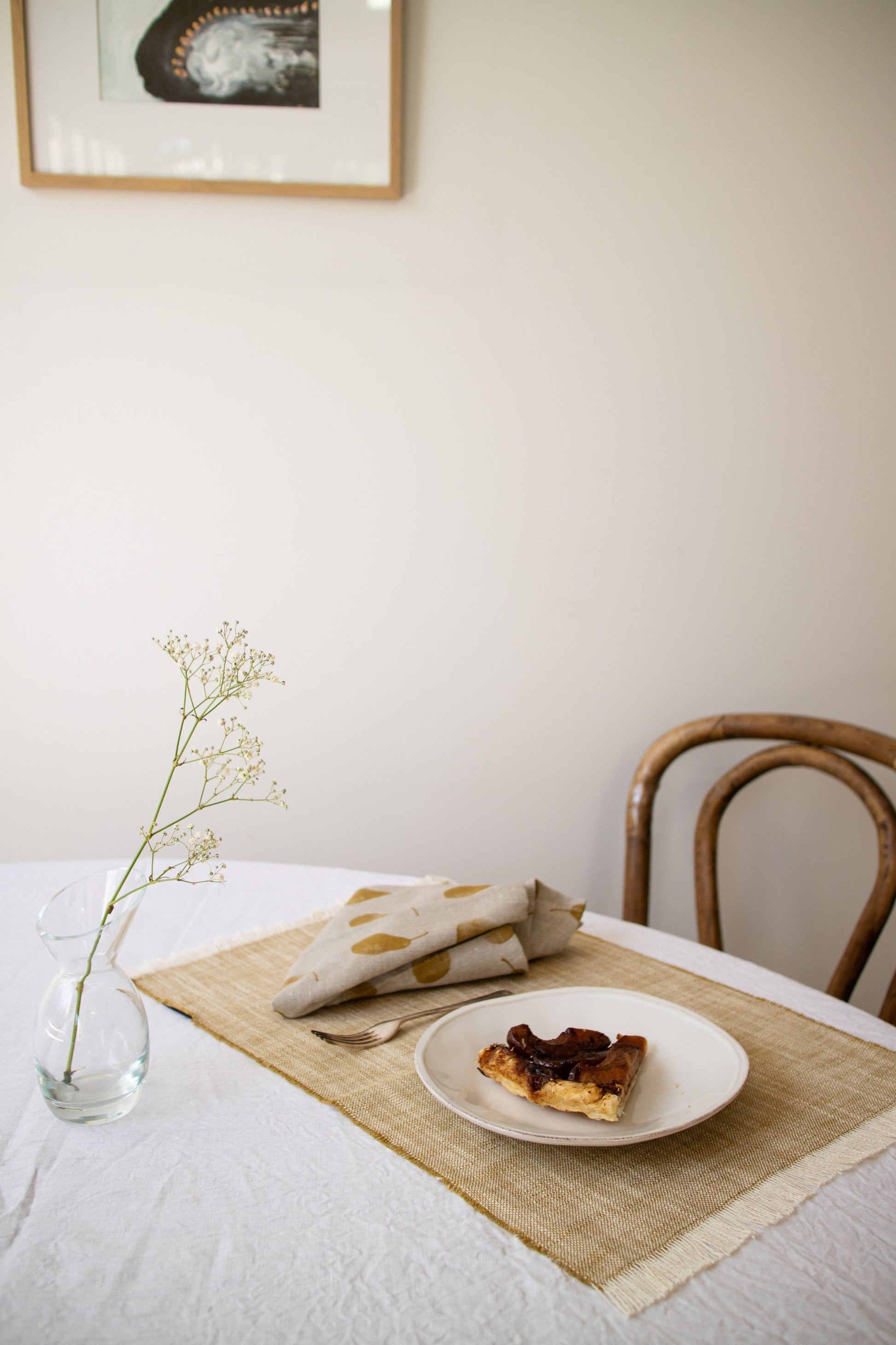 HomeRoots Ochre Pear Pattern Napkins in Set of 8