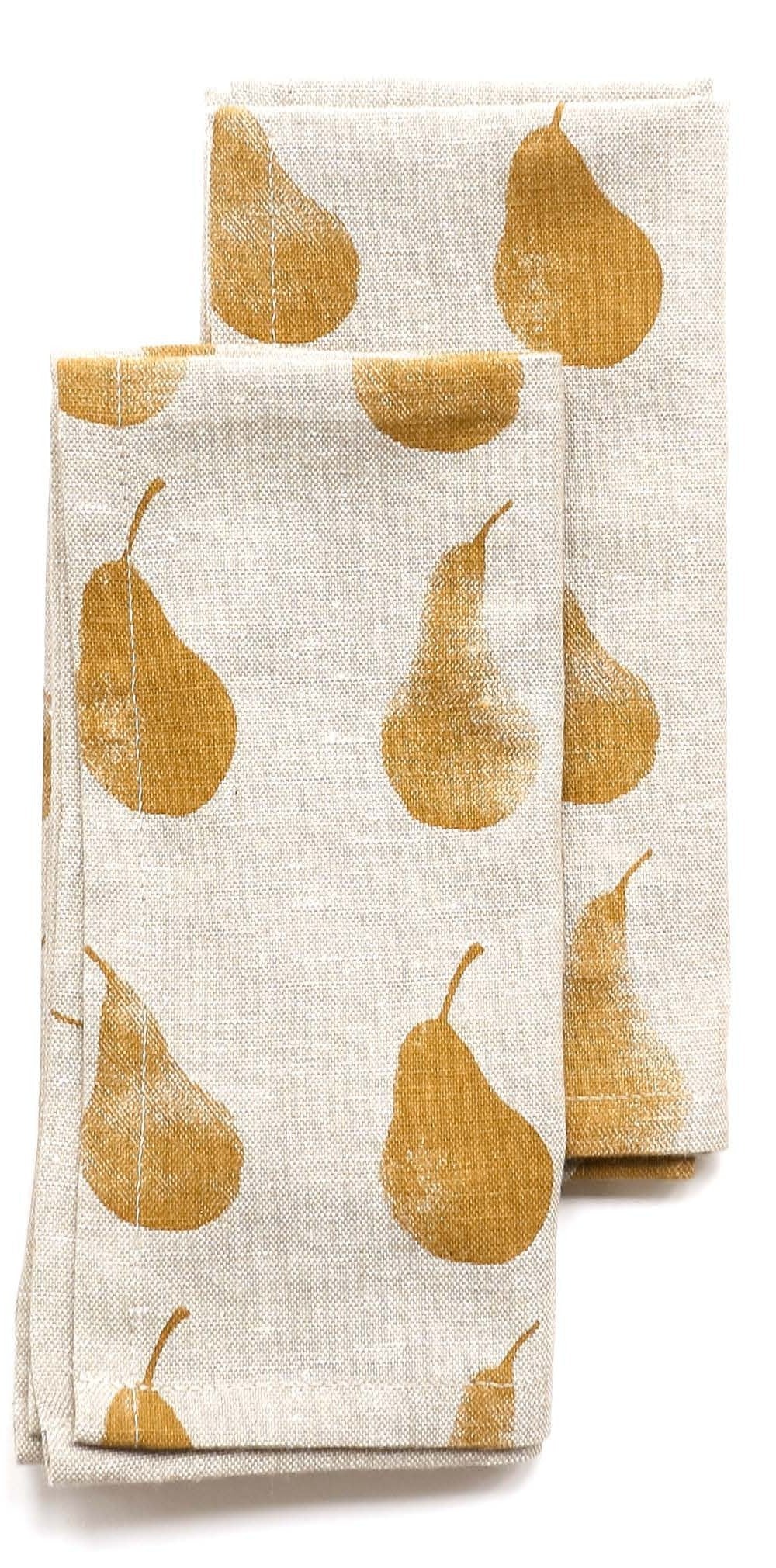 HomeRoots Ochre Pear Pattern Napkins in Set of 8