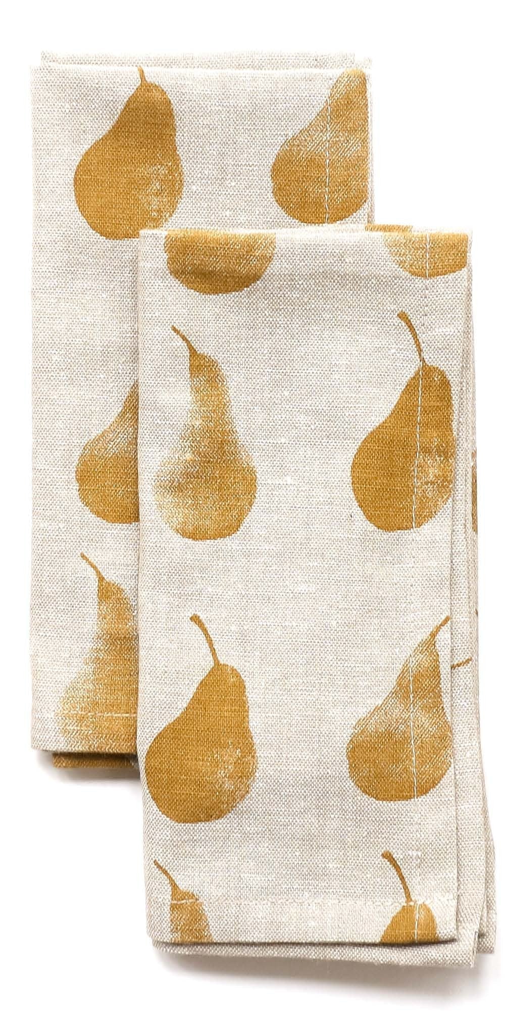 HomeRoots Ochre Pear Pattern Napkins in Set of 8