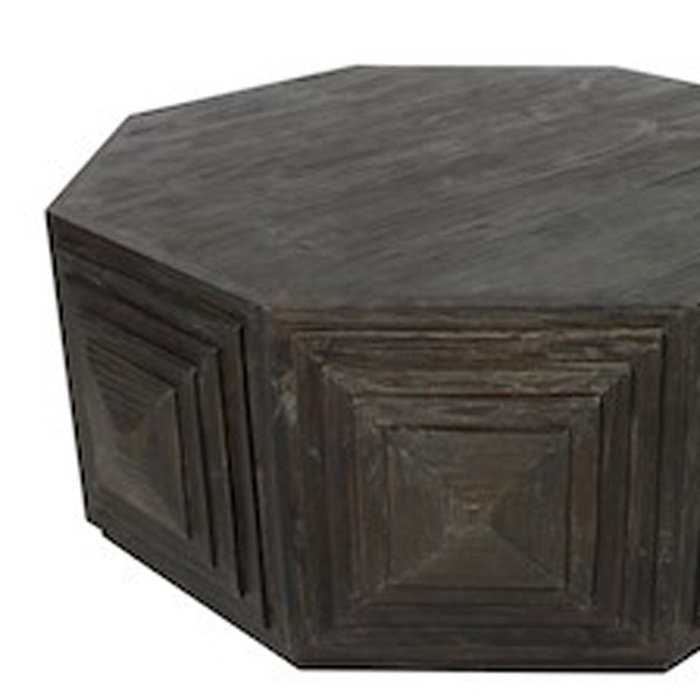 HomeRoots Octagonal Coffee Table in Deep Brown Finish