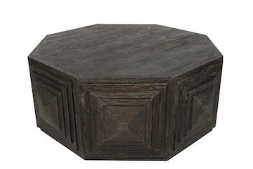 HomeRoots Octagonal Coffee Table in Deep Brown Finish