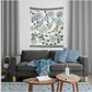 HomeRoots Off-White Peacock and Flowers 80" x 68" Hanging Wall Tapestry