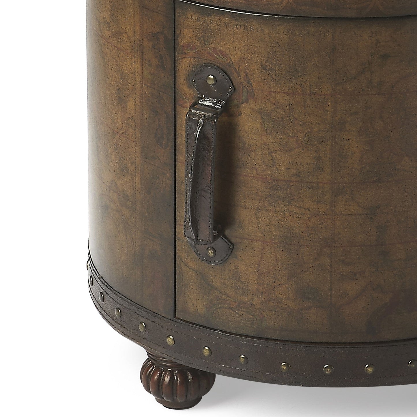 HomeRoots Old World Map Duffel Table in Brown Finish