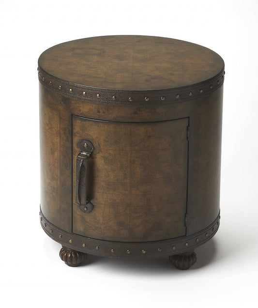 HomeRoots Old World Map Duffel Table in Brown Finish