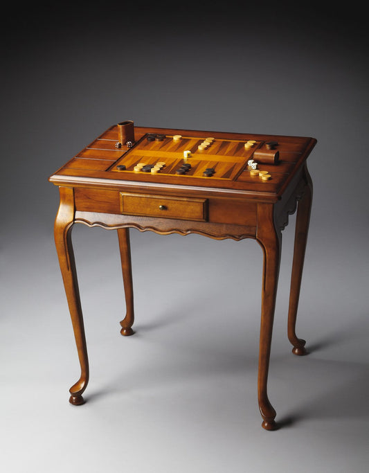 HomeRoots Olive Ash Burl Game Table in Brown Finish