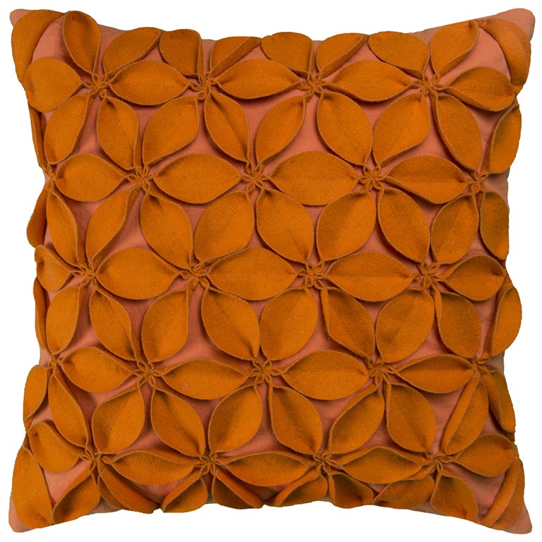 HomeRoots Orange Pinwheel Floral Petal Throw Pillow