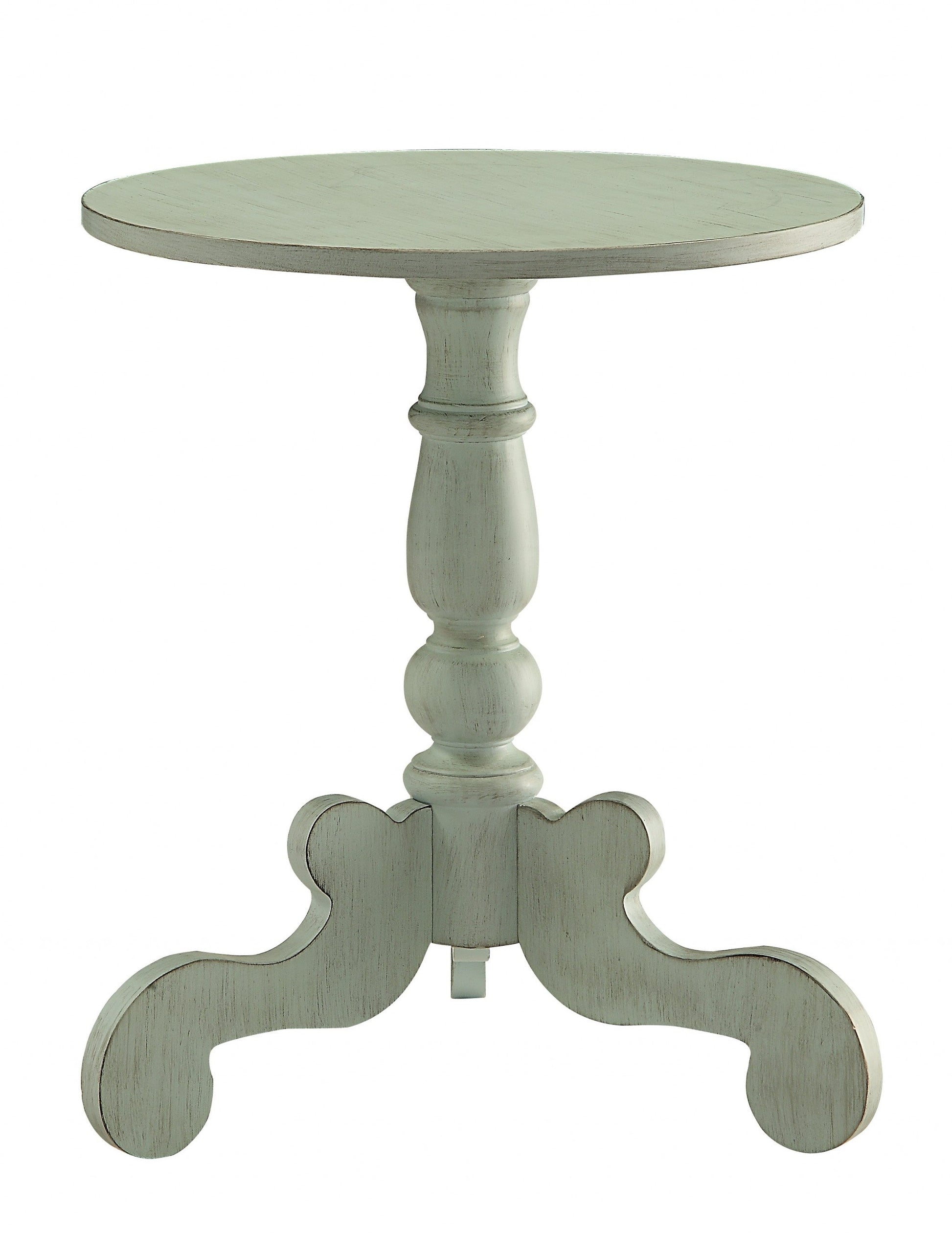 HomeRoots Ornate Sage Green Wooden Side Table