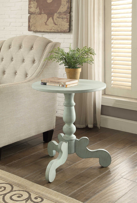 HomeRoots Ornate White Wooden Side Table