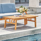 HomeRoots Outdoor Rectangular Coffee Table With Natural Wood Finish