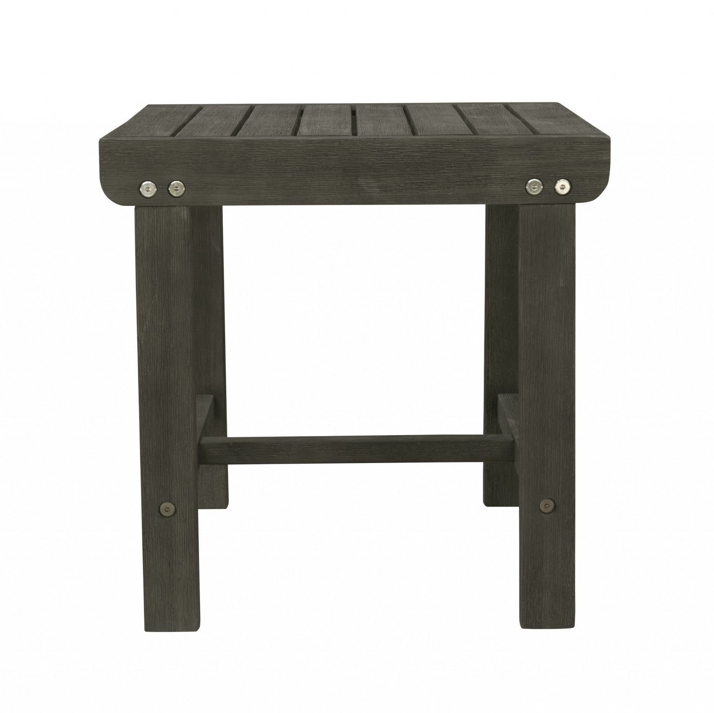 HomeRoots Outdoor Wooden Side Table in Dark Grey Finish