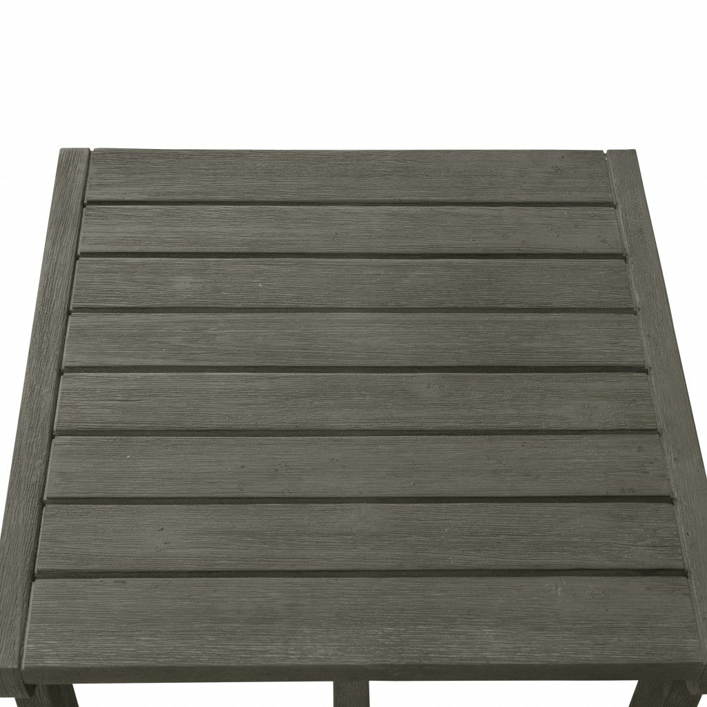 HomeRoots Outdoor Wooden Side Table in Dark Grey Finish