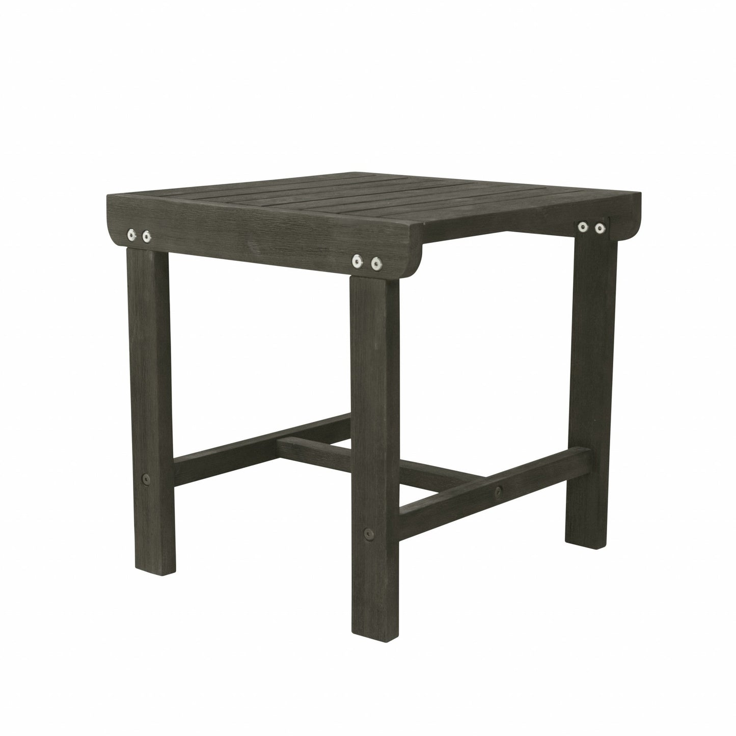 HomeRoots Outdoor Wooden Side Table in Dark Grey Finish