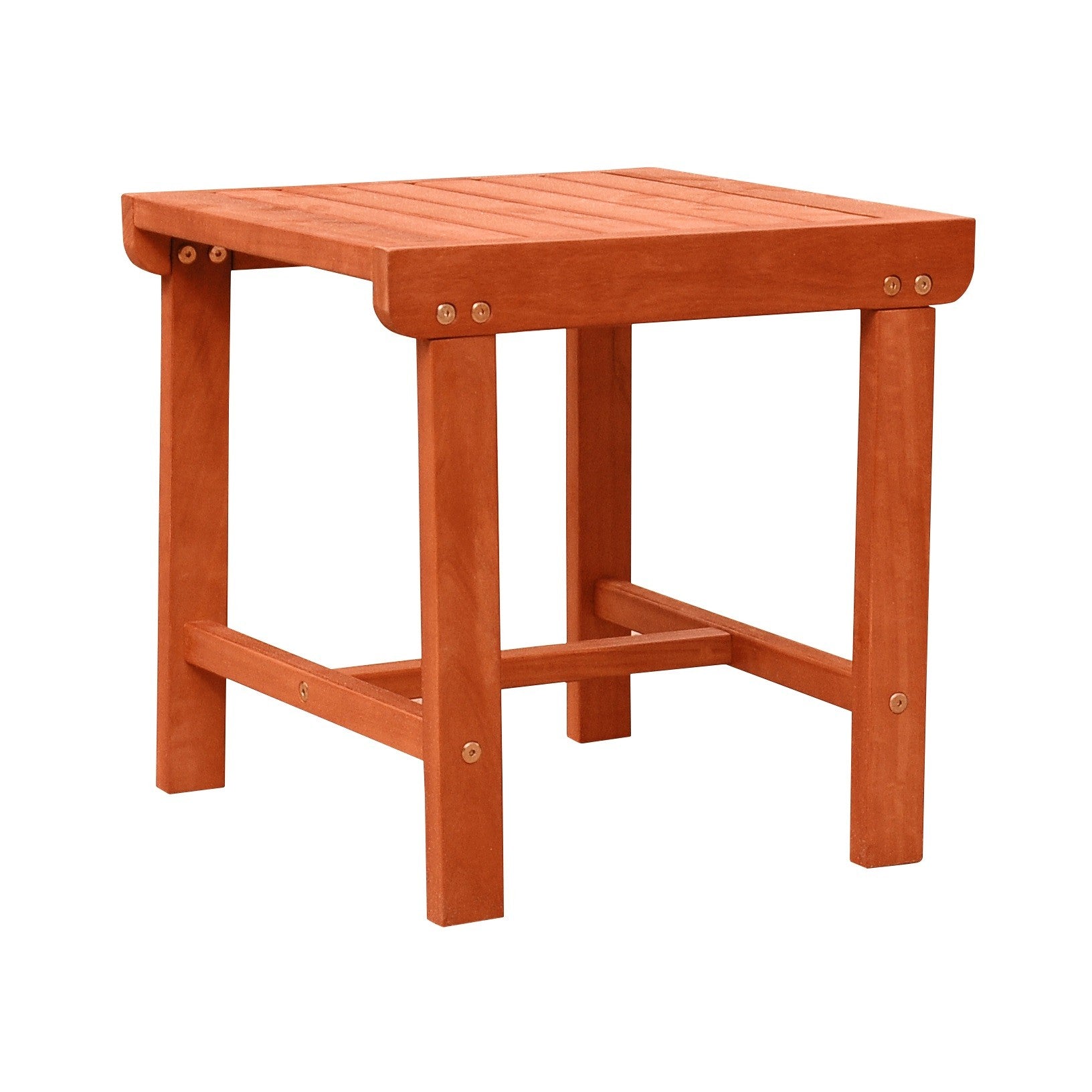 HomeRoots Outdoor Wooden Side Table in Sienna Brown Finish